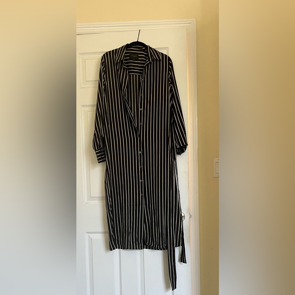 Banana Republic Black and White Striped Button Down Shirt